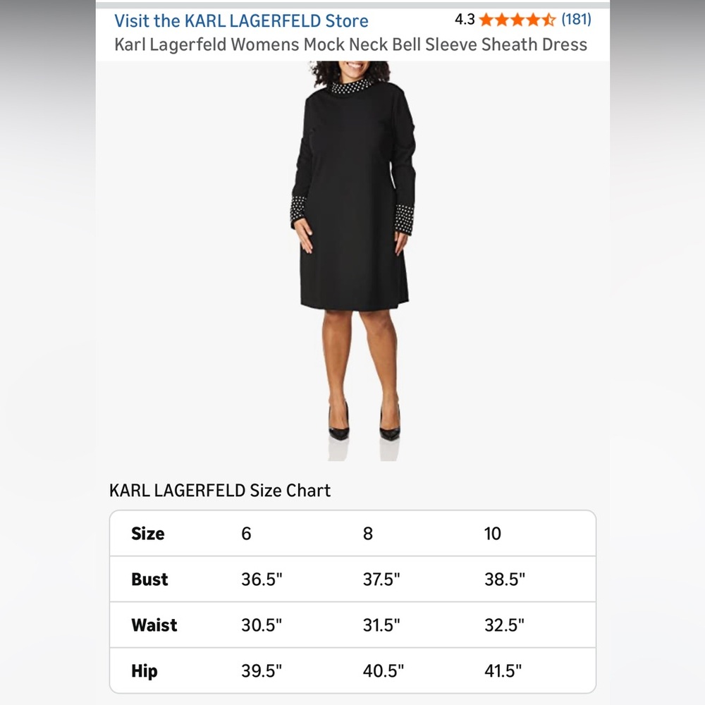 Karl Lagerfeld Black Dress with Pearl Details - Picture 4 of 12